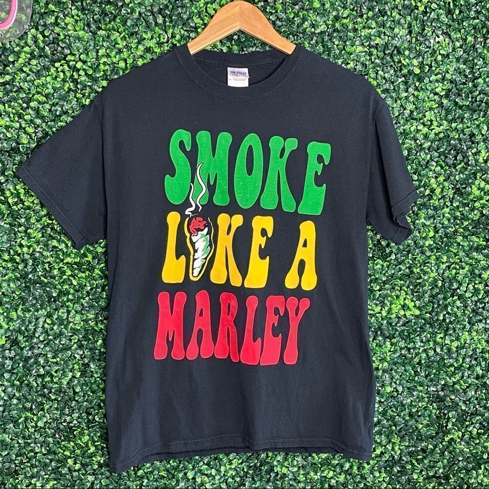 Smoke Like a Marley Black Novelty Graphic Tee Sz M